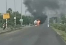 एलपीजी से भरे टैंकर में लगी भीषण आग, कड़ी मशक्कत के बाद पाया काबू
